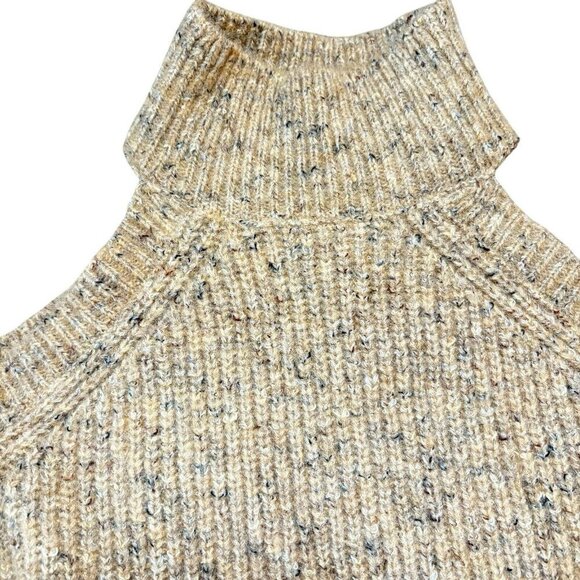 Womens Astr the Label Tan Cold Shoulder Mock Neck Wool Blend Sweater Size Medium - Picture 5 of 12